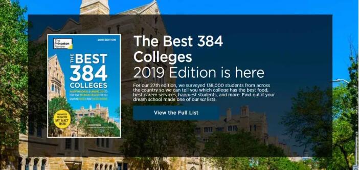 美国大学排行榜 美国大学排名 普林斯顿评论 The Princeton Review USNews 美国留学 选校参考