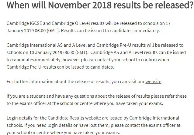 CIE考试局：2018年10-11月A-Level成绩揭晓时间及2019年全年考试排期